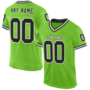 Custom Neon Green Black-White Mesh Authentic Throwback Football Jersey