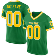 Custom Grass Green Gold-White Mesh Authentic Throwback Football Jersey