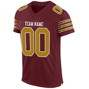 Custom Burgundy Old Gold-White Mesh Authentic Football Jersey