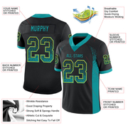 Custom Black Teal-Yellow Mesh Drift Fashion Football Jersey