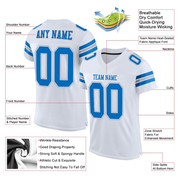 Custom White Panther Blue-Light Gray Mesh Authentic Football Jersey