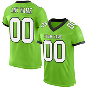 Custom Neon Green White-Black Mesh Authentic Football Jersey