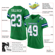 Custom Grass Green White-Royal Mesh Authentic Football Jersey