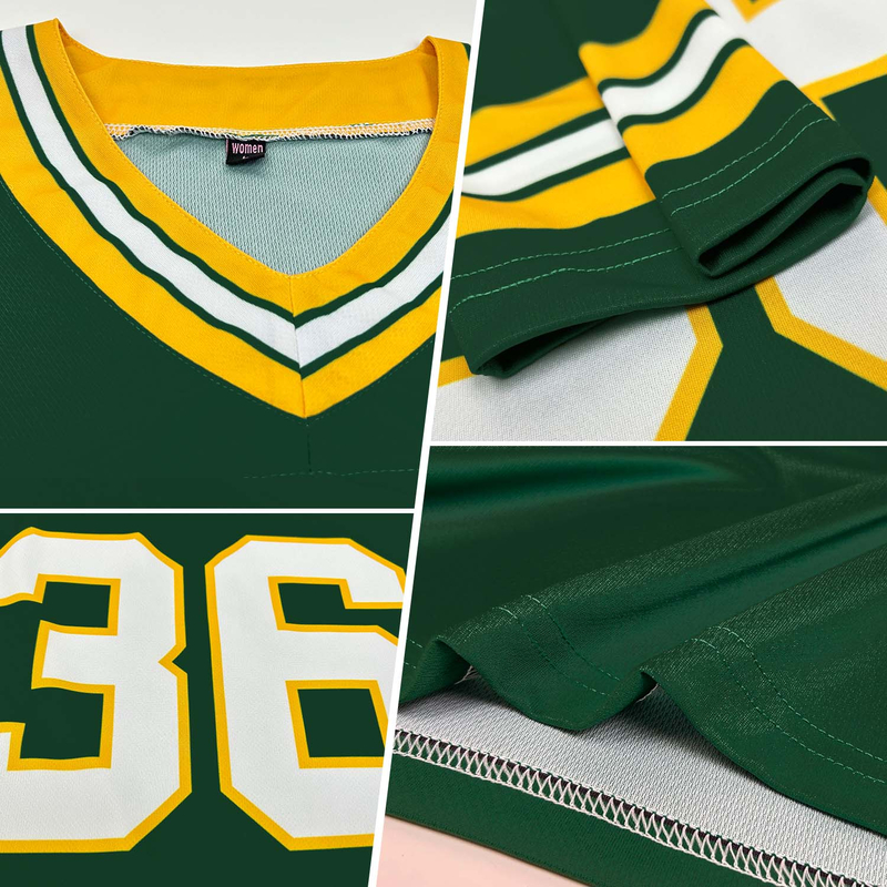 Custom Green White-Gold Mesh Authentic Football Jersey