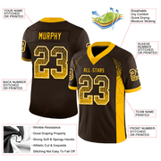 Custom Brown Gold-White Mesh Drift Fashion Football Jersey