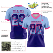 Custom Light Blue Dark Purple-Pink Mesh Authentic Gradient Square Shape Flag Football Jersey