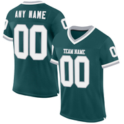Custom Midnight Green White-Gray Mesh Authentic Throwback Football Jersey