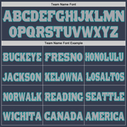 Custom Navy Gray-Aqua Mesh Authentic Football Jersey