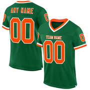 Custom Kelly Green Orange-White Mesh Authentic Throwback Football Jersey