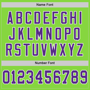 Custom Neon Green Purple-White Mesh Authentic Throwback Football Jersey