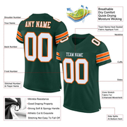 Custom Green White-Orange Mesh Authentic Football Jersey