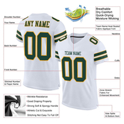Custom White Green-Gold Mesh Authentic Football Jersey