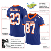 Custom Royal White-Orange Mesh Authentic Football Jersey