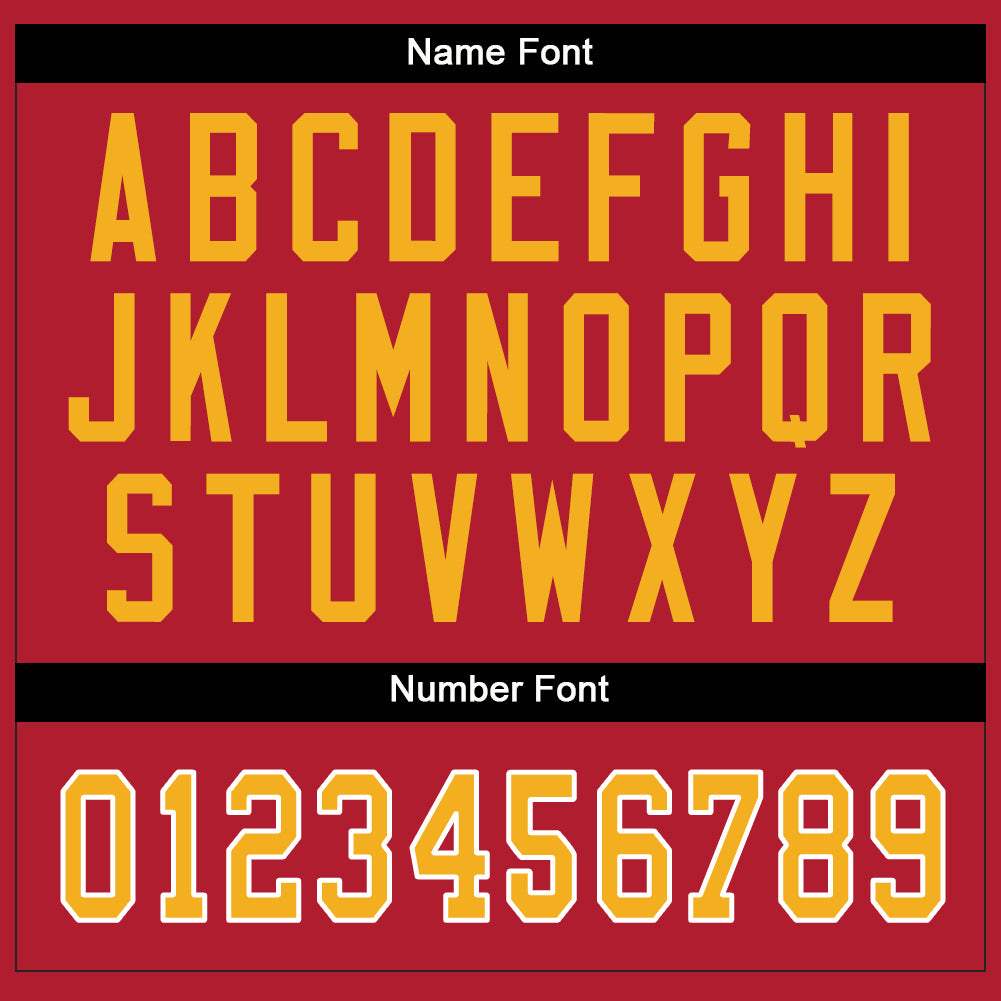 Custom Scarlet Gold-White Mesh Split Fashion Football Jersey