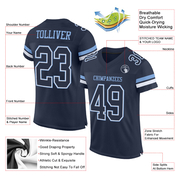 Custom Navy White-Light Blue Mesh Authentic Football Jersey