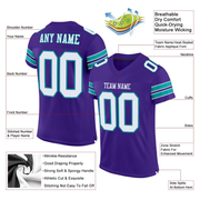 Custom Purple White-Aqua Mesh Authentic Football Jersey