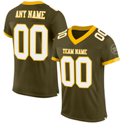 Custom Olive White-Gold Mesh Authentic Salute To Service Football Jersey