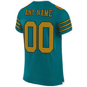 Custom Teal Old Gold-Black Mesh Authentic Football Jersey