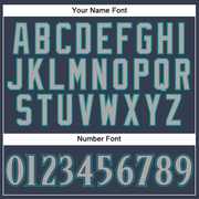 Custom Navy Gray-Aqua Mesh Authentic Football Jersey