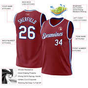 Custom Maroon White-Royal Authentic Throwback Basketball Jersey
