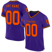 Custom Purple Orange-Black Mesh Authentic Throwback Football Jersey