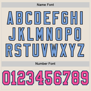 Custom Cream Pink Black-Light Blue Mesh Authentic Throwback Football Jersey