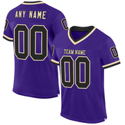 Custom Purple Black-Cream Mesh Authentic Throwback Football Jersey