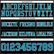 Custom Black Teal-Purple Mesh Authentic Football Jersey