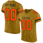 Custom Old Gold Orange-Black Mesh Authentic Football Jersey