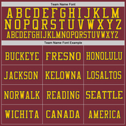 Custom Burgundy Navy-Gold Mesh Authentic Throwback Football Jersey