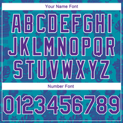 Custom Teal Purple-White 3D Pattern Hawaii Palm Trees Authentic Basketball Jersey