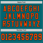 Custom Teal Orange-Black Mesh Authentic Throwback Football Jersey