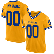 Custom Gold Royal-White Mesh Authentic Throwback Football Jersey
