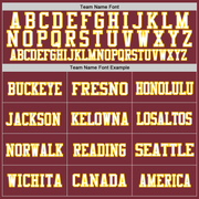 Custom Burgundy White-Gold Mesh Authentic Throwback Football Jersey