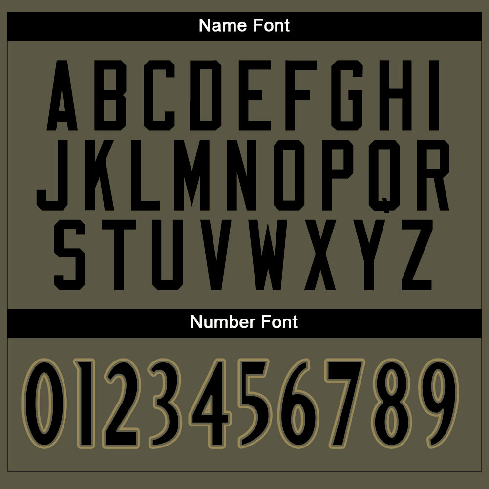 Custom Olive Black-Old Gold Mesh Salute To Service Football Jersey