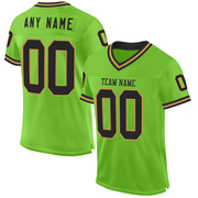Custom Neon Green Black-Old Gold Mesh Authentic Throwback Football Jersey