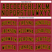 Custom Maroon White Pinstripe Black-Gold Authentic Basketball Jersey