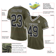 Custom Olive Black-White Mesh Authentic Throwback Salute To Service Football Jersey