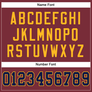 Custom Burgundy Navy-Gold Mesh Authentic Football Jersey