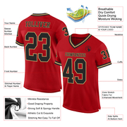 Custom Red Black-Old Gold Mesh Authentic Throwback Football Jersey