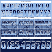 Custom Light Blue Navy-White Mesh Authentic Gradient Square Shape Flag Football Jersey