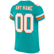 Custom Aqua White-Orange Mesh Authentic Football Jersey
