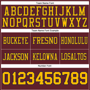 Custom Burgundy Gold-Navy Mesh Authentic Football Jersey