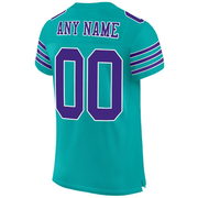 Custom Aqua Purple-White Mesh Authentic Football Jersey