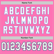 Custom Pink Black-Light Blue Mesh Authentic Throwback Football Jersey