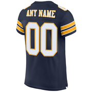 Custom Navy White-Gold Mesh Authentic Football Jersey