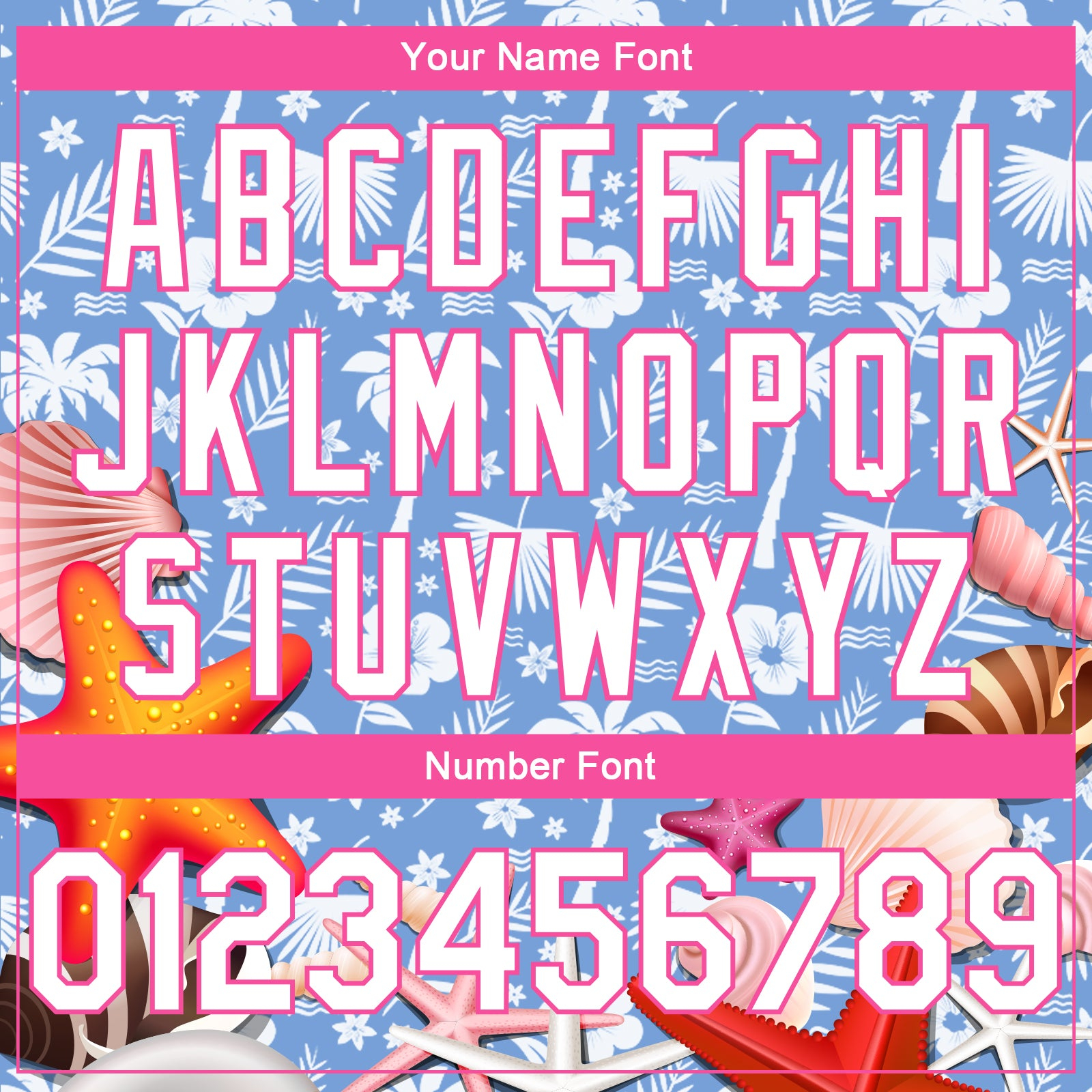 Custom Light Blue White-Pink 3D Pattern Hawaii Palm Trees And Starfishes Authentic Basketball Jersey