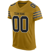 Custom Old Gold Black-White Mesh Authentic Football Jersey