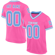 Custom Pink Light Blue-White Mesh Authentic Throwback Football Jersey