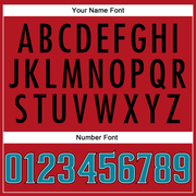 Custom Red Teal-Black Mesh Authentic Football Jersey